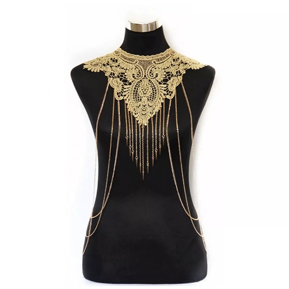 Jewelry - Lace Body Chain Necklace with Chains/Long Tassels